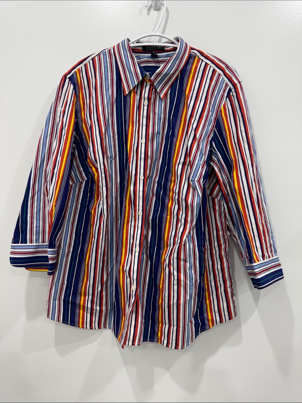 Lauren Ralph Lauren Striped Button Front Shirt 2X 100% Cotton